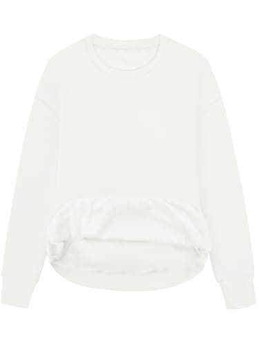 STOLKISS Women Long Sleeve Soft Fleece Lined Sweatshirts White Casual Crew Neck Cute Fall Pullover Tops Thicken Sweatshirt - Image 1