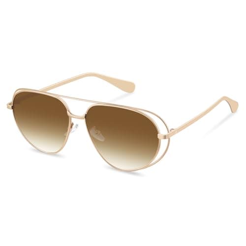 YDAOWKN Retro Oversized Aviator Sunglasses for Women Men Gold Metal Trendy Aviators Sun Glasses - Image 1