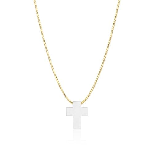 Moodear Cross Necklace for Women - Dainty 14K Gold Plated Cross Pendant Simple Necklaces Fashion - Image 1