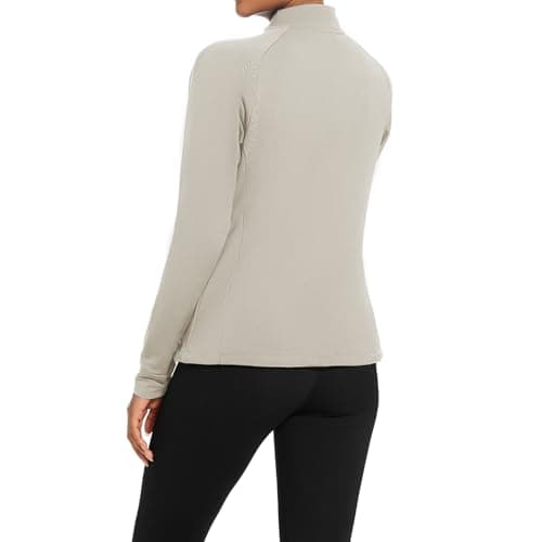 bpbtti Women's Polar Fleece Zip Up Workout Jackets with Pockets Slim Fit Cottony Soft Jacket for Running Athletic Yoga (Moon beam,X-Large) - Thumbnail 2