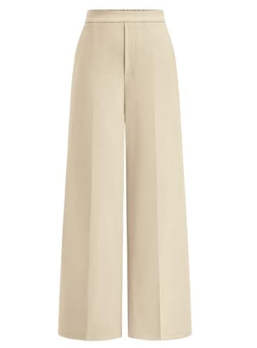 BTFBM Womens Dress Pants 2026 Fall Wide Leg High Waisted Long Palazzo Pants Business Casual Work Trousers Slacks Pockets(Beige, XX-Large) - Image 1