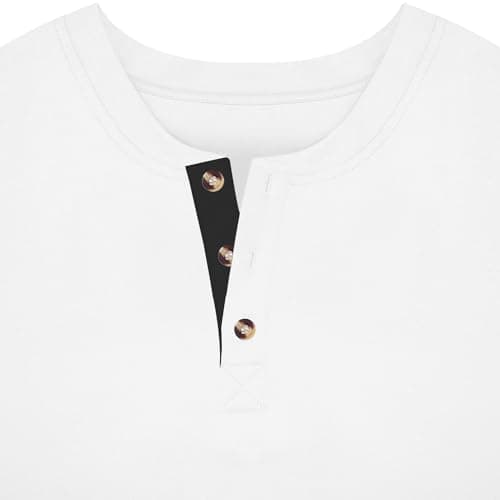 Gnvviwl Men's Casual Stretchy Henley Shirts Short Sleeve Fitted T Shirt Soft Stylish Tee Tops White - Thumbnail 3