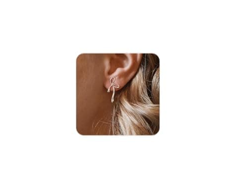 Bow Earrings for Women-Hypoallergenic and Lightweight,Mothers Day Gift for Mom Daughter-Bow Stud-Silver -Adult Only - Image 1