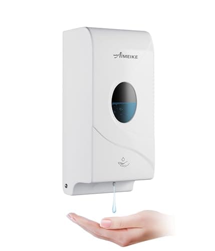 AIMEIKE Automatic Wall-Mounted Soap Dispenser 800ml (27 fl oz), ABS White Touchless Soap Dispenser with Viewing Window & Lock for Home Bathroom & Commercial Restrooms - Image 1