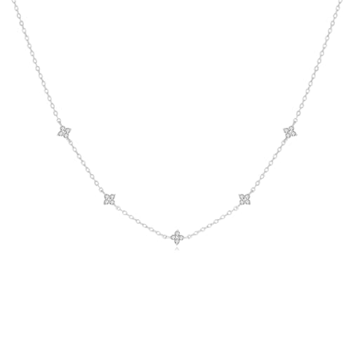 Solistra Clover Necklace for Women Non Tarnish, Silver Cubic Zirconia Choker, Dainty Gold Necklace for Women Wedding Jewelry - Image 1