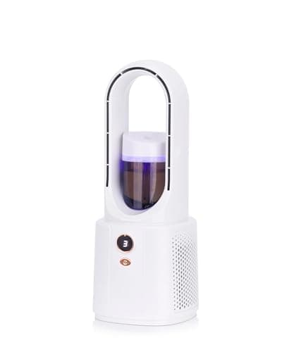 Kaaeiccr Bladeless Desk Fan, Small Desk Fan with Cooling Mist Humidifier for Bedroom Office, Small Table Fan with 5 Speeds, Touch Control, Easy to Clean - Image 1