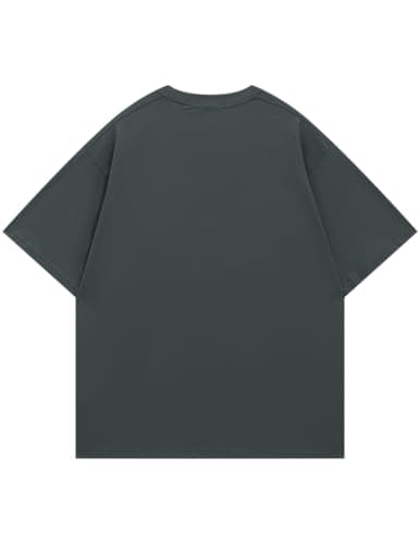 Vamtac Midweight Cotton T Shirts for Men Loose fit Short Sleeve Shirts Crewneck Tee Drak Gray X-Large - Thumbnail 6