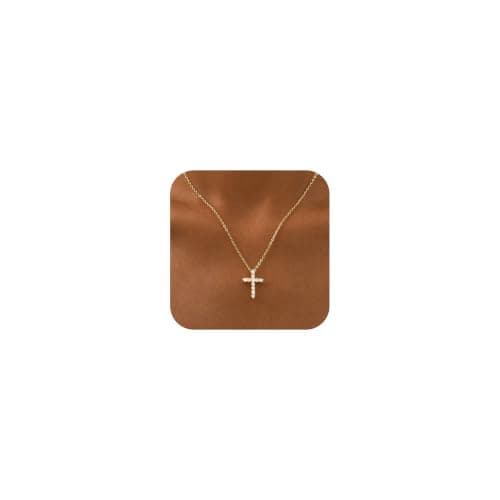 Juvux Cross Pendant Necklaces for Women 14K Gold Plated Cubic Zirconia Cross Necklace Simple Jesus Cross Necklace Christian Easter Religious Trendy Faith Minimalist Gift Necklace for Mom (Gold) - Image 1