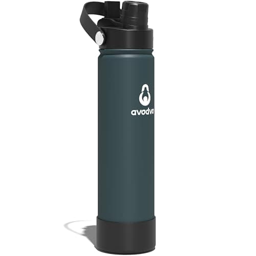 avodvo 24oz Insulated Water Bottle with 2-in-1 Straw and Spout Lid, Keeps Cold 24H, Leak-Proof, BPA-Free, Slim Water Bottle Fits in Car Cup Holder, for Gym, Travel, School and Daily Use, Indigo/Black - Image 1