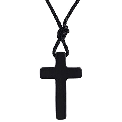 Rehoboth Ebony Wooden Cross Pendant Necklaces for Women Men Handcrafted Gift Wood Hang from Rearview Mirror Pendant Decoration - Image 1
