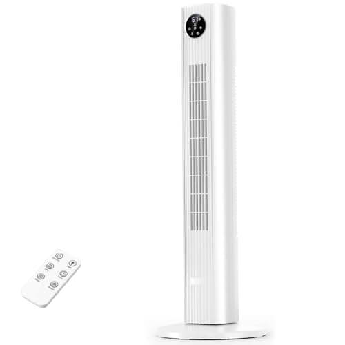 COWSAR 36” Tower Fan for Bedroom, 23ft/s High Velocity Standing Fan, 85° Oscillating Quiet Cooling, 12H Timer, 3 Speeds 4 Modes, Remote Control, Bladeless Room Fan for Home, Office, Indoor, White