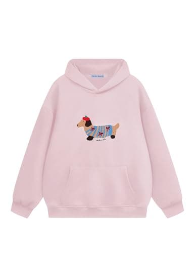 Aelfric Eden Cartoon Dog Hoodie Couple Hooded Sweatshirt Long Sleeve Pullover Oversized Hoodies 2026 Outfits Pink X-Small - Image 1