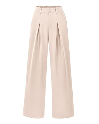 BTFBM Women High Waist Palazzo Pants Summer 2026 Casual Wide Leg Trousers Loose Work Office Business Suit Pant Pockets(Beige, Medium) - Image 1