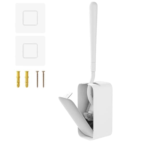 Toilet Cleaner Brush, Diveotree Toilet Brush and Holder for Dead Corner Cleaning, Wall Mounted Toilet Bowl Brush for Bathroom Decor, Toilet Scrubber Brush for Home/Hotel (White, 1pack) - Image 1