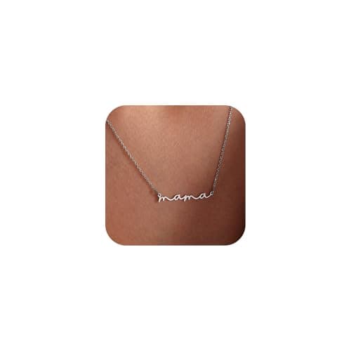 SLOONG Mama Necklaces for Women, Gifts for Mother, Silver Dainty Mother Matching Non Tarnish Jewelry, Gifts for New Mom - Image 1