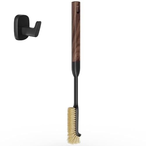 Cleaning Brush, Diveotree Hard Bristle Brush for Deep Cleaning Grout, Sink, Cup, Teapot, Bottle, Blender, Multi-Purpose Brush wih Long Handle for Kitchen (Black)
