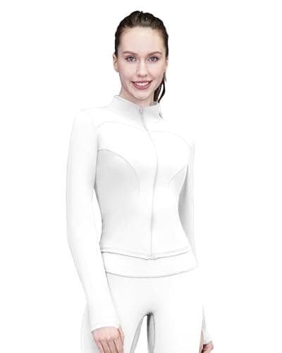Pobodo Women's Slim Fit Full Zip Yoga Jacket with Thumb Holes, Lightweight Stand Collar Workout Top No Pockets - Image 1