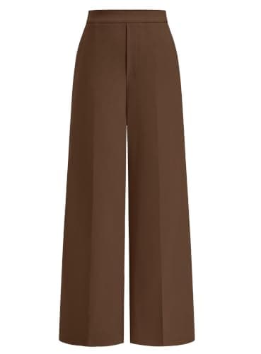 BTFBM Womens Dress Pants 2026 Fall Wide Leg High Waisted Palazzo Pants Business Casual Work Trousers Slacks Pockets(Brown, X-Large) - Image 1