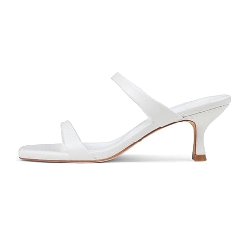 Mattiventon White Heeled Sandals for Women Kitten Heels with Two Straps Fashion Open Toe Low Heel Sandals for Summer Dress - Image 1