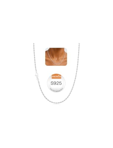 Andsion 925 Sterling Silver Chain Necklace for Women, Silver Necklace Chain for Women, 1.5mm Dainty Non Tarnish & Hypoallergenic Rope Chain Women's Chain Necklaces 20 Inch