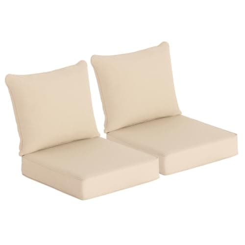 Localive 24x24 Inch Outdoor Deep Seat Cushions Set of 2,Thick High-Density Foam, Piped Edges & YKK Hidden Zipper,Water-Resistant UV-Resistant Polyester for Patio Furniture,Beige - Thumbnail 2