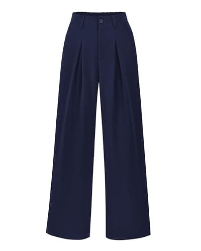 BTFBM Women High Waist Palazzo Pants Fall 2025 Casual Wide Leg Trousers Loose Work Office Business Suit Pant Pockets(Navy, XX-Large) - Image 1