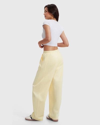 MOOSLOVER Women Barrel Sweatpants Drawstring Elastic Waist Wide Leg Pants Cotton Casual Lounge Sweat Pant(XL,Beige) - Thumbnail 5