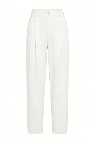 Arach&Cloz Summer Womens White Dress Pants Work Office Ankle Trouser Womens Business Casual Pants Teacher Outfits Slacks High Wasited Buttoms with 4 Pockets XXL - Image 1