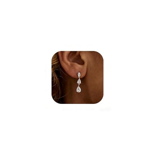 Solistra Dangle Earrings for Women Trendy Silver Plated Cubic Zirconia Drop Earring Hypoallergenic Silver Earrings for Women Wedding Jewelry Valentines Day Gifts for Her - Image 1
