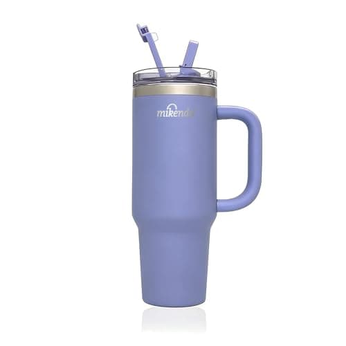 MIKENDA 40oz Insulated Tumbler with Straw | Double Wall Stainless Steel Travel Mug | Leak Proof Lid, 24hr Cold & 12hr Hot | Reusable Water Bottle for Office, Gym, Hiking(blue purple)