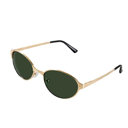 Vylenxio Retro Oval Sunglasses for Women Men, Slim Metal Frame, 90s Y2K Vintage Style, UV400 Shades, VY5802 - Image 1