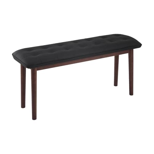 Jimenuco 40'' Solid Wood Dining Bench with Cushion, Faux Leather Upholstered Bench for Dining Room Table, Kitchen, Entryway, or Bedroom End of Bed, Black - Image 1