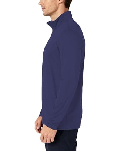 Mens Long Sleeve Shirts 1/4 Zip Pullover Sweatshirts UPF 50+ Sun Protection Wicking Moisture Dry Fit Lightweight Golf Workout Gym Running Casual Athletic Tops Navy Blue XL - Thumbnail 2