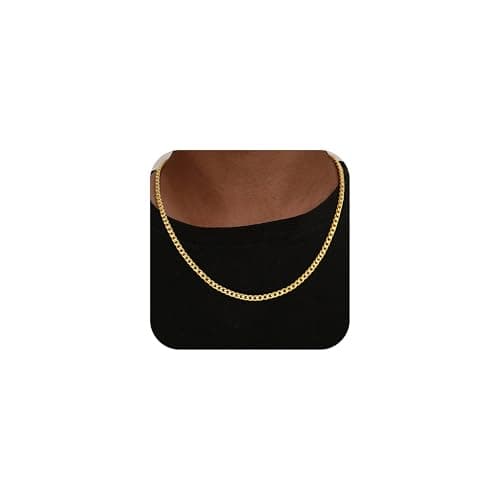 HIMSTORY Gold Chain for Men, 18K Gold Plated 925 Sterling Silver 3.5mm Cuban Link Curb Chain for Men Jewelry Sturdy Non-Fading Mens Chains Gifts for Dad Husband 22 Inch - Image 1