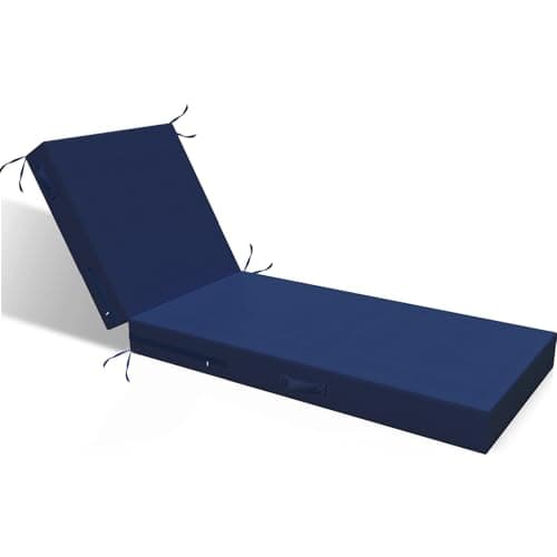 L'AGRATY Outdoor Lounge Chaise Cushion: 72x21x3 Inch Waterproof Lounge Chair Cushion for Outdoor Furniture with Fade Resistant Removable Cover - Patio Cushions for Pool Lawn Deck(Navyblue 1Pack)