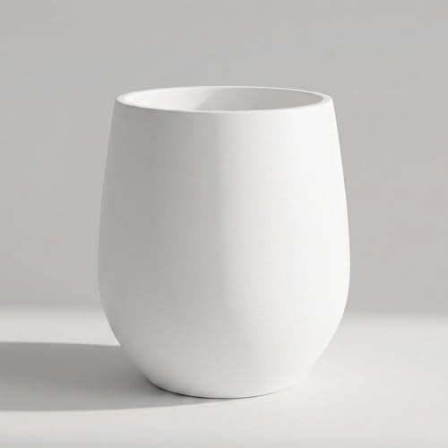 Wil & Vic 89s 16.5'' H x 15" Dia (12.8" Pot Opening) Venus Fiberglass Planter, Round Indoor and Outdoor Plant Pot with Drainage Hole, Lightweight, Durable Minimalist Home Decor, White