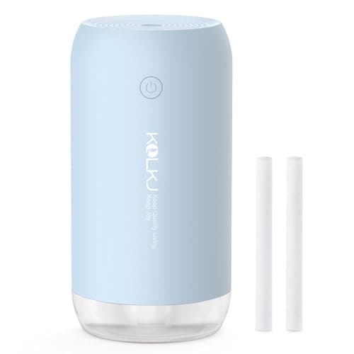 Portable Mini Humidifier, KQLKJ 350ml Small Cool Mist Humidifier, USB Personal Desktop Humidifiers for Bedroom Car Office Travel with Auto Shut-Off & 2 Mist Modes (Blue) - Image 1