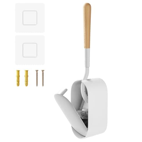 Toilet Cleaner Brush, Diveotree Toilet Brush and Holder for Dead Corner Cleaning, Wall Mounted Toilet Bowl Brush for Bathroom Decor, Toilet Scrubber Brush for Home/Hotel (White, Round-1pack)