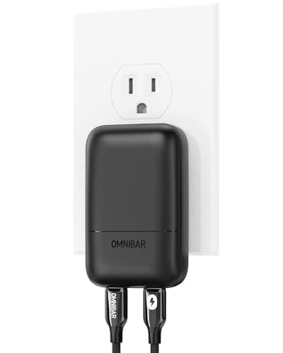 Omnibar Slim Flat 67W USB C Wall Charger, 2-Port PD 3.0 PPS GaN Fast Charger Block, Foldable Compact USB C Power Adapter for iPhone 17 16 15, Samsung Galaxy S26 S25, iPad, MacBook, Steam Deck, Cameras - Image 1