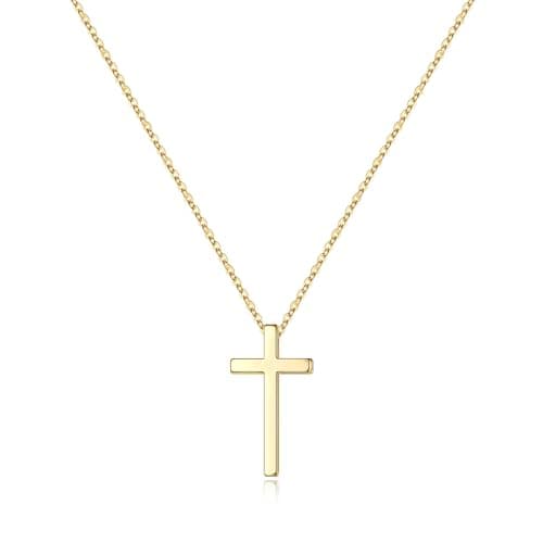 M MOOHAM Cross Pendant Necklace for Women Girls, Dainty Gold Small Tiny Cross Necklace for Women Girls, Easter Religious Christian Confirmation Baptism Gifts for Teenage Girl Jewelry - Image 1