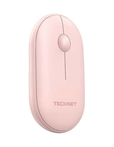 TECKNET Bluetooth Mouse, Slim Portable Wireless Mouse for 2 Modes(BT3.0/5.0+2.4Ghz), Lightweight, Contoured Grip with USB Receiver, Quiet Click Compatible with PC, Chromebook, Mac - Pink - Image 1