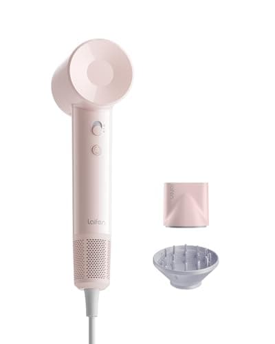 Laifen SE Lite Hair Dryer, Negative Ionic Blow Dryer with 100,000 RPM Brushless Motor for Fast Drying, High-Speed Low Noise Hair Dryer with Lightweight Design and 2 Nozzles, HD110, Pink