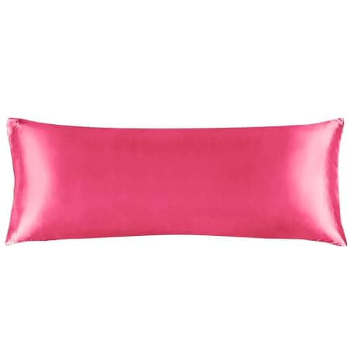 BEDELITE Satin Body Pillow Cover, Super Soft and Cooling Body Pillow Pillowcase for Hair and Skin, Breathable Silky Full Long Pillowcase Cover(20"x54", Hot Pink) - Image 1