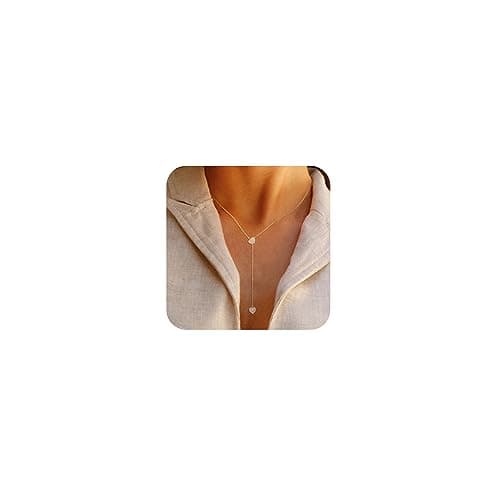Poaiiu Heart 14K Gold Plated Choker Neckalce for Women Dainty Tiny CZ Heart Pendant Necklace Simple Trendy Jewelry for Women - Image 1