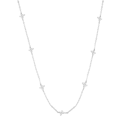 TOPROO Sterling Silver Necklace for Women, 14K Gold Plated Cubic Zirconia Choker, Hypoallergenic Layering Jewelry for Gift (Butterfly #3-White Gold) - Image 1