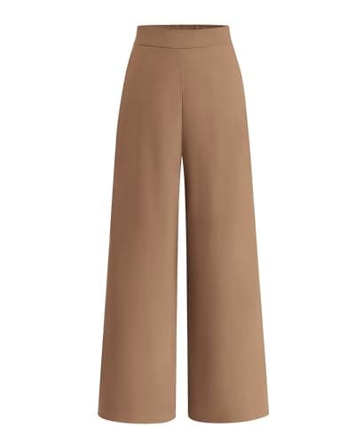 BTFBM Women High Waisted Wide Leg Pants Spring 2026 Business Casual Work Pants Loose Office Palazzo Trousers Pockets(Khaki, 16) - Image 1