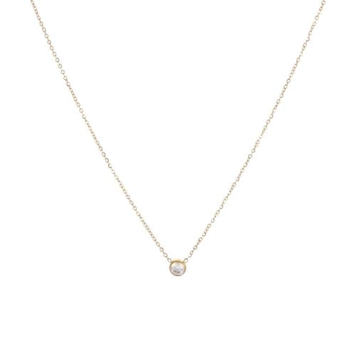 PNNY AMDA Simple Gold Diamond Necklace: 18K Gold Plated Dainty Diamond Look Pendant Necklace Sparkly - Single CZ Exquisite Gifts for Women Mothers Day XL-ZS-DG - Image 1