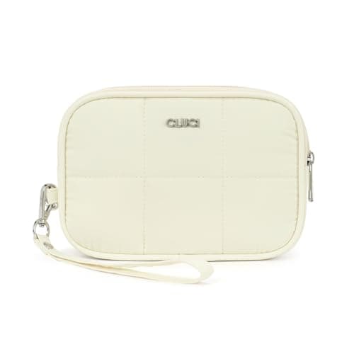 CLUCI Wristlet Wallet for Women Large Capacity 3 Zipper Purse with Credit Card Holder Nylon Quilted Clutch Purse for Women Beige - Image 1