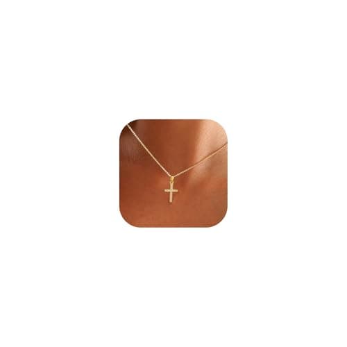 Solistra Gold Cross Necklace for Women, Cubic Zirconia Cross Faith Pendant Necklace, Trendy Christian Jewelry Gifts for Baptism First Communion Christmas - Image 1