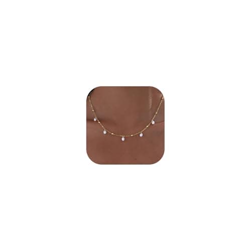 Pearl Necklaces for Women Trendy 14k Gold Plated Pearl Pendant Necklace Birthday Valentines Day Wedding Bridesmaid Gifts Dainty Gold Necklace for Women - Image 1